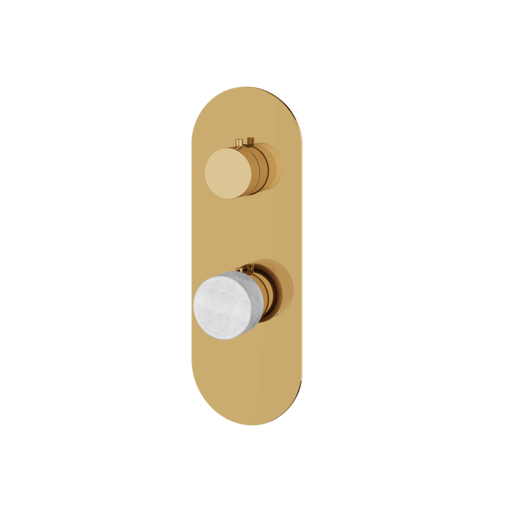 Aquabrass - Marmo Round Trim Set with 3-Way Shared Diverter for Thermostatic Valve