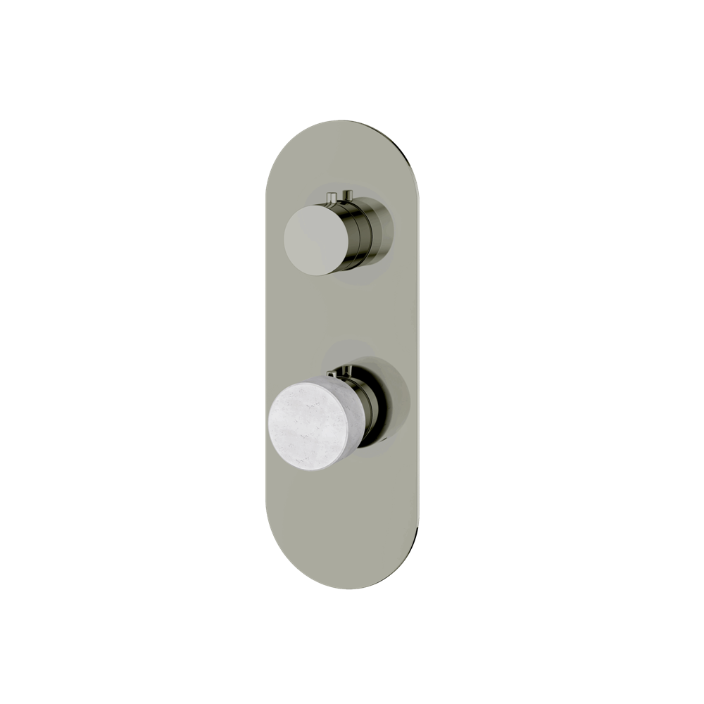 Aquabrass - Marmo Round Trim Set with 3-Way Shared Diverter for Thermostatic Valve