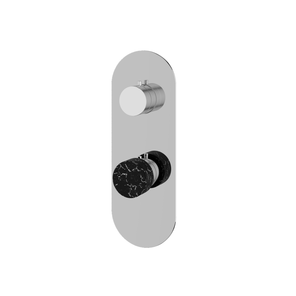 Aquabrass - Marmo Round Trim Set with 3-Way Shared Diverter for Thermostatic Valve