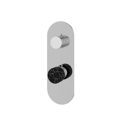 Aquabrass - Marmo Round Trim Set with 3-Way Shared Diverter for Thermostatic Valve
