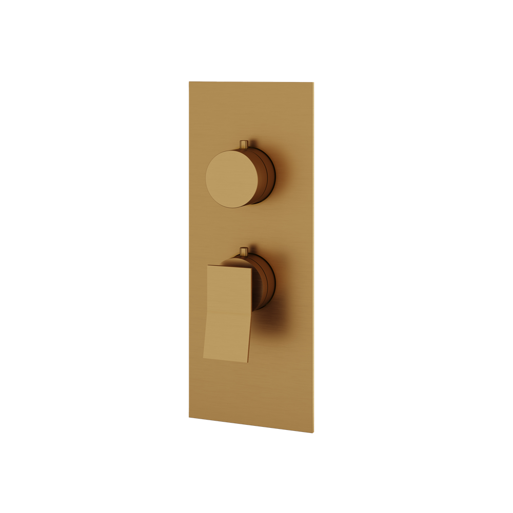 Aquabrass - Chicane Square/Round Trim Set for 1 Shut-Off Thermostatic Valve