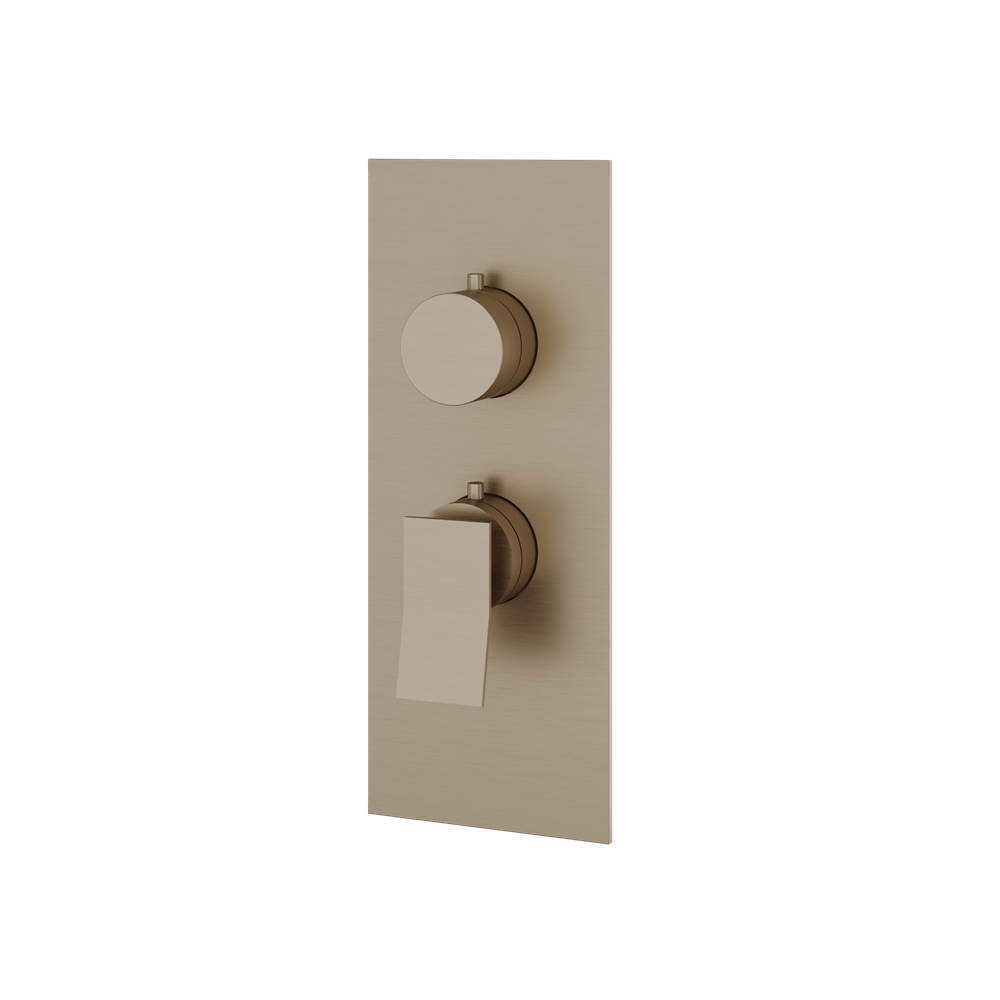 Aquabrass - Chicane Square/Round Trim Set for 1 Shut-Off Thermostatic Valve