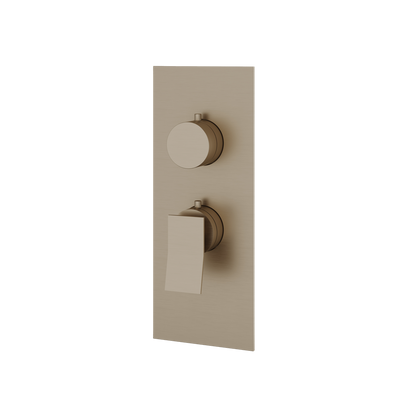Aquabrass - Chicane Square/Round Trim Set for 1 Shut-Off Thermostatic Valve