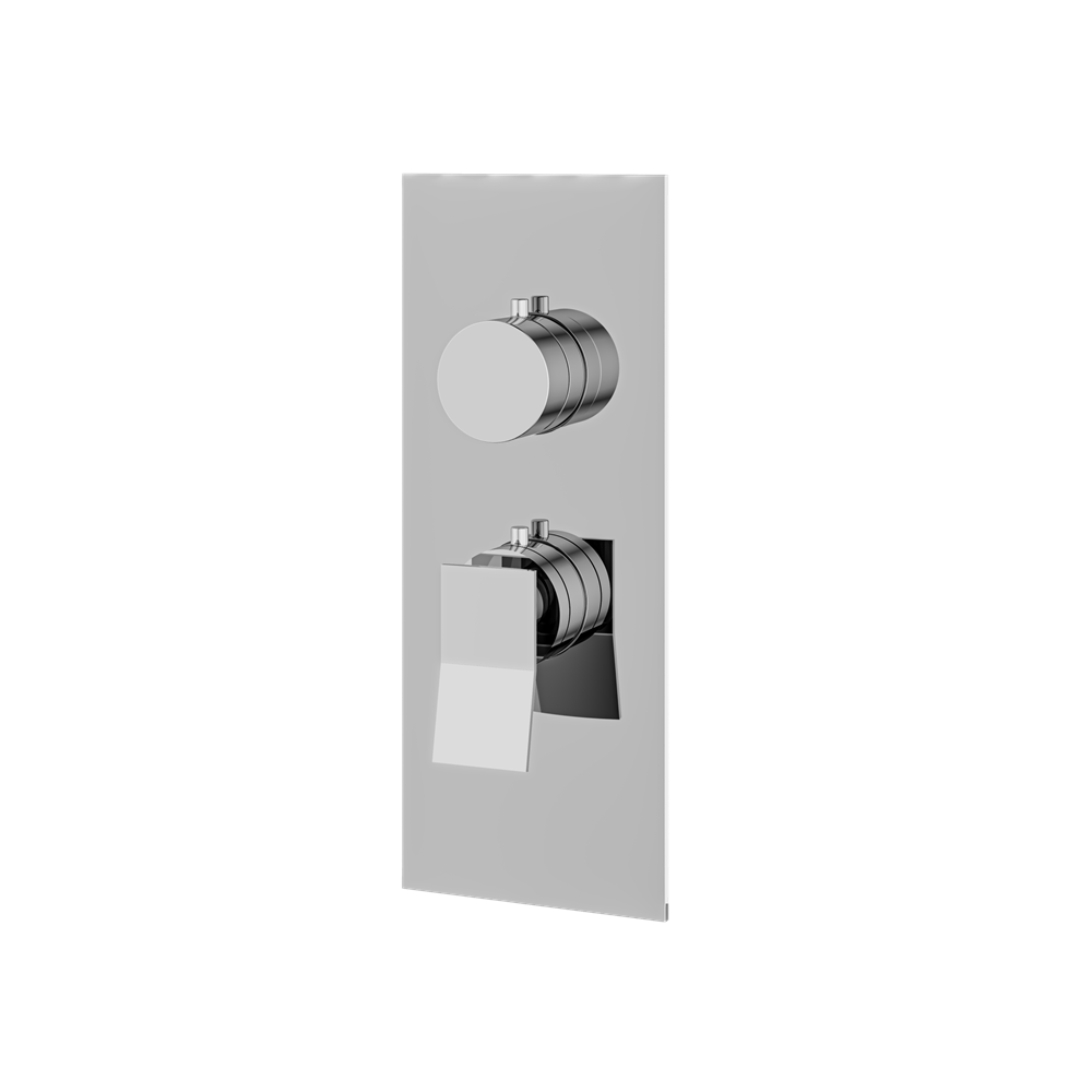 Aquabrass - Chicane Square/Round Trim Set for 1 Shut-Off Thermostatic Valve