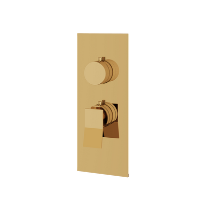 Aquabrass - Chicane Square/Round Trim Set for 1 Shut-Off Thermostatic Valve