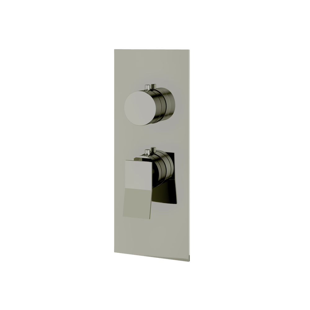 Aquabrass - Chicane Square/Round Trim Set for 1 Shut-Off Thermostatic Valve