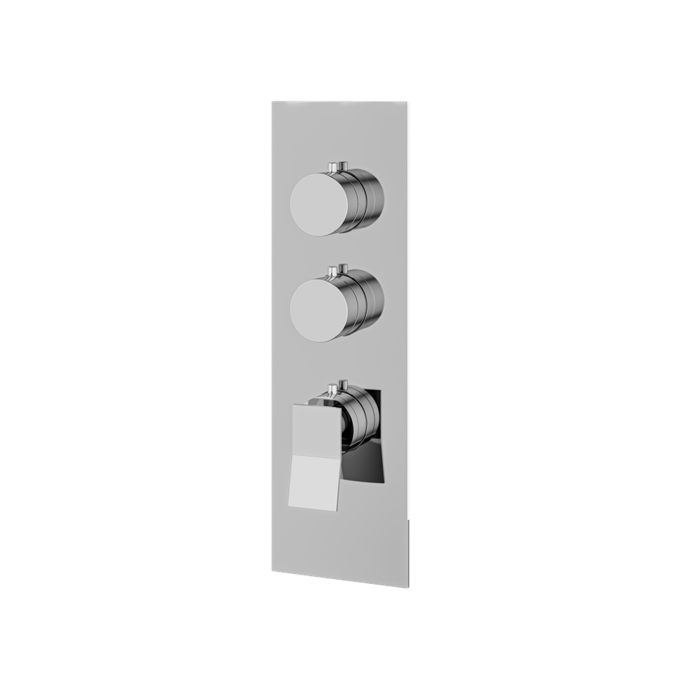 Aquabrass - Chicane Square/Round Trim Set for 2 Shut-Off Thermostatic Valve