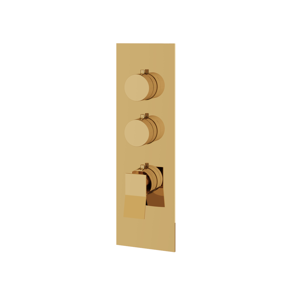 Aquabrass - Chicane Square/Round Trim Set for 2 Shut-Off Thermostatic Valve