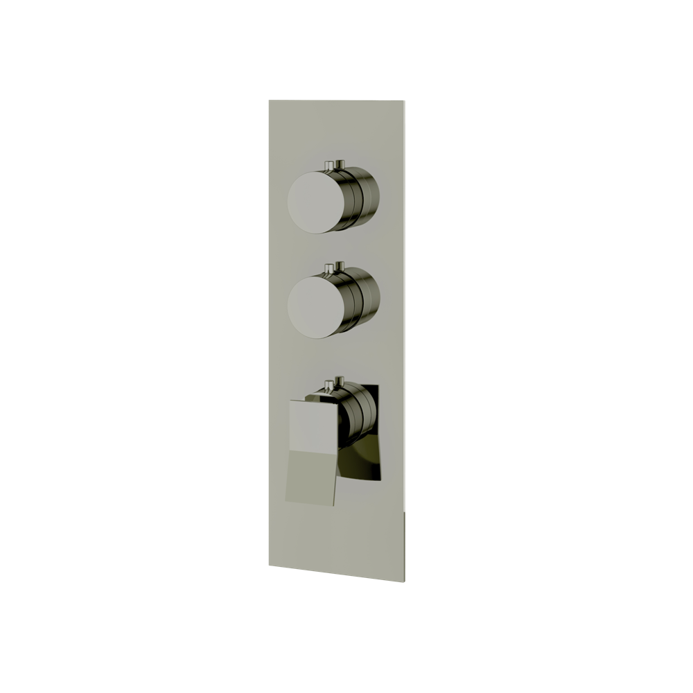 Aquabrass - Chicane Square/Round Trim Set for 2 Shut-Off Thermostatic Valve