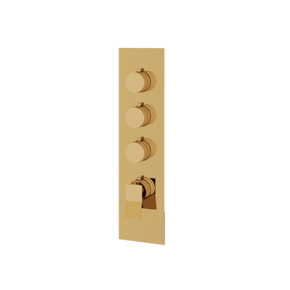Aquabrass - Chicane Square/Round Trim Set for 3 Shut-Off Thermostatic Valve