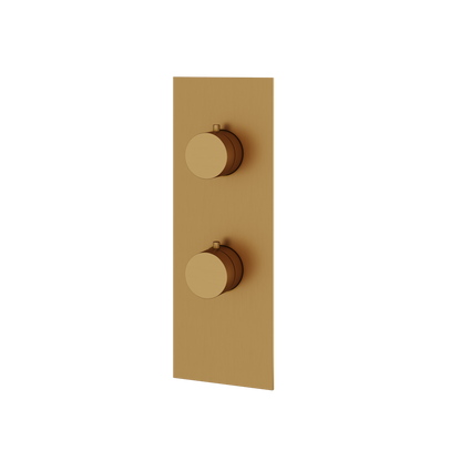 Aquabrass - Square/Round Trim Set with Diverter for Thermostatic Valve - 2-Way shared