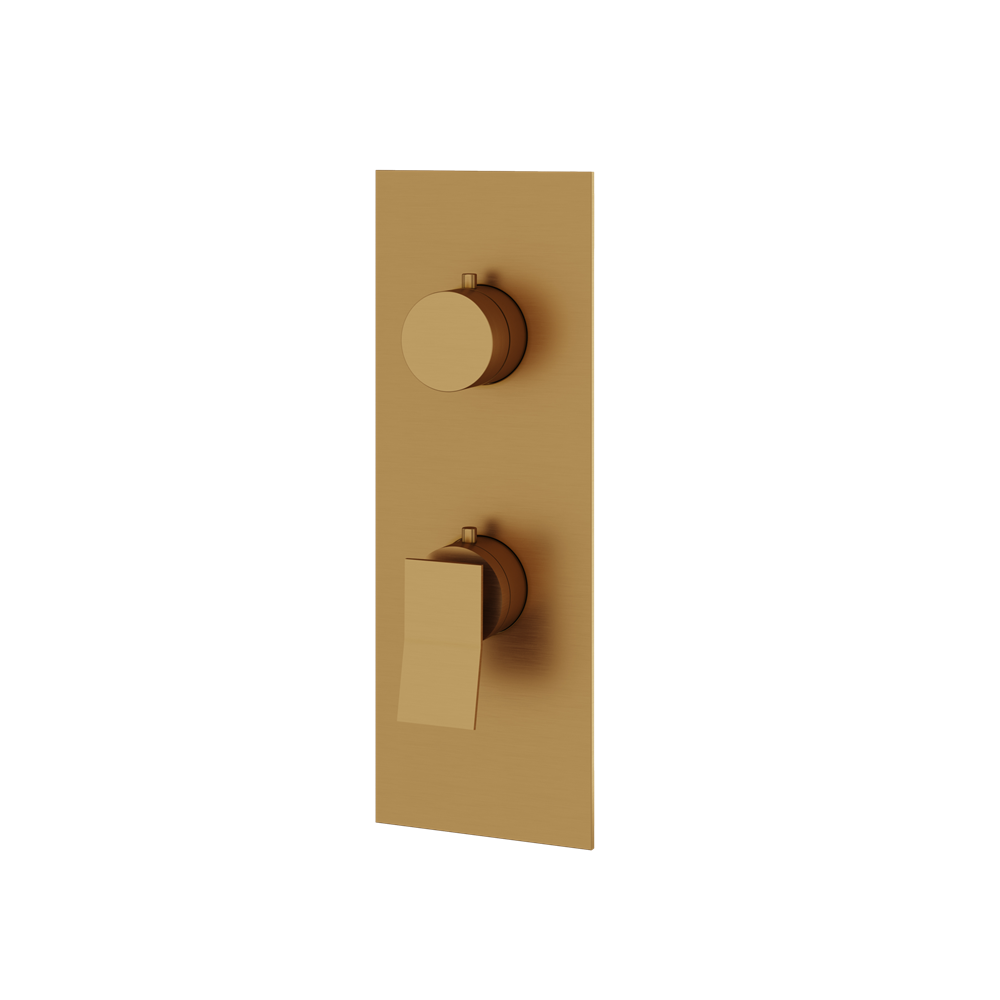Aquabrass - Chicane Square/Round Trim Set with Diverter for Thermostatic Valve - 3-Way shared