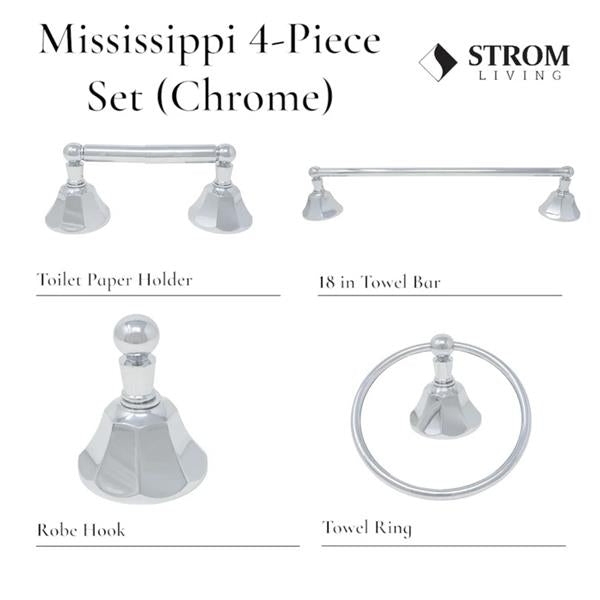 Strom Living - Mississippi 4-Piece Bathroom Accessory Hardware Set - 18 Inch