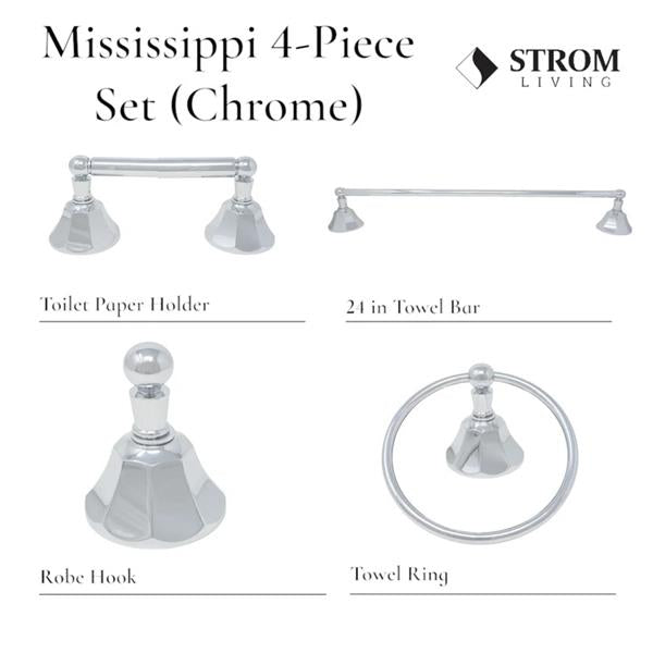 Strom Living - Mississippi 4-Piece Bathroom Accessory Hardware Set - 24 Inch