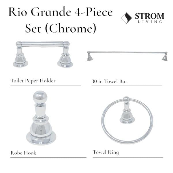 Strom Living - Rio Grande 4-Piece Bathroom Accessory Hardware Set - 30 Inch