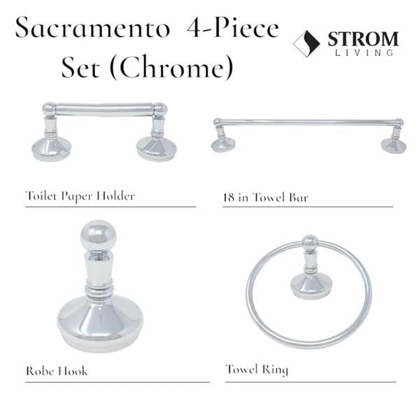 Strom Living - Sacramento 4-Piece Bathroom Accessory Hardware Set - 18 Inch