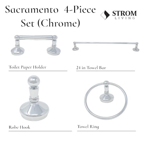 Strom Living - Sacramento 4-Piece Bathroom Accessory Hardware Set - 24 Inch