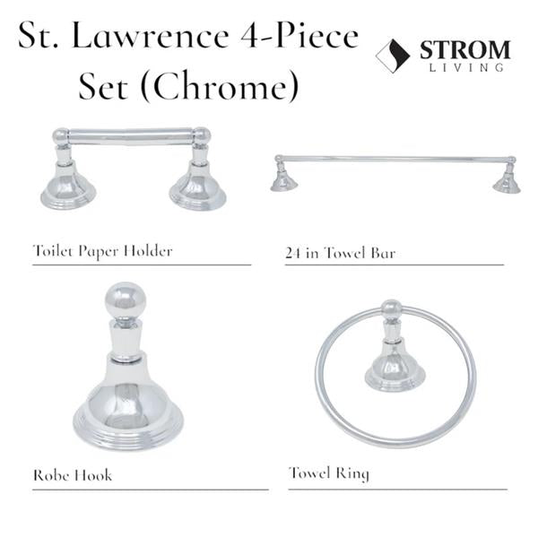 Strom Living - St. Lawrence 4-Piece Bathroom Accessory Hardware Set - 24 Inch