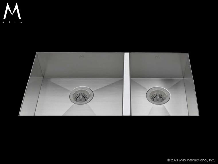Mila - Flatiron Dual-Mount  Double Bowl Sink  - 31 X 18.5 Ada Satin Brushed SS