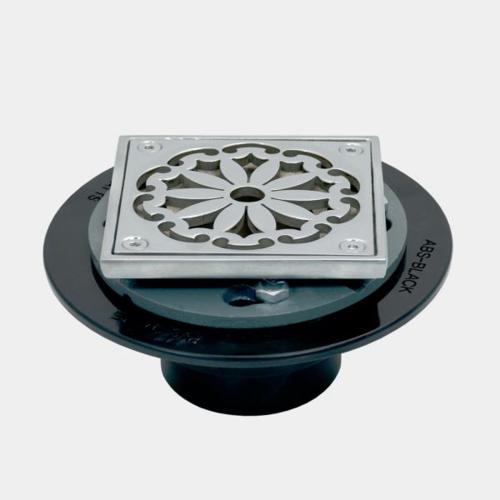 Sigma - 4 Inch Square Fleur Abs Shower Drain With Solid Nickel Bronze Top Trim