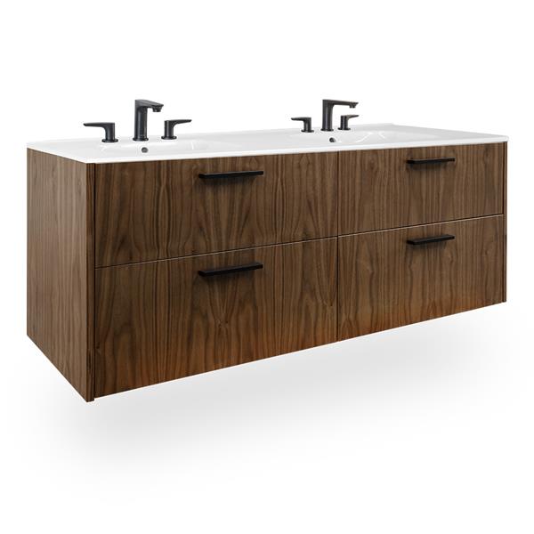 Lacava - Aquatre Wall-Mount Under-Counter Double Vanity With 4 Drawers