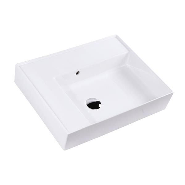 Lacava - Aquaotto Wall-Mounted Or Vessel Porcelain Washbasin With Overflow, 24 InchW X 18 InchD X 6 InchH