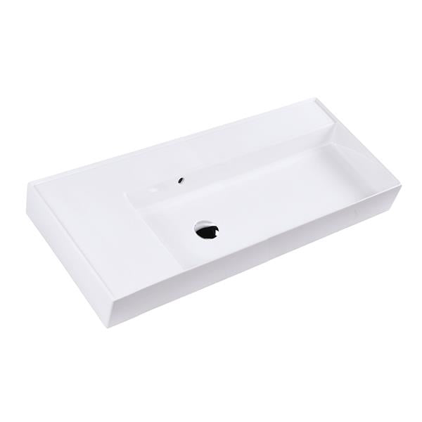 Lacava - Aquaotto Wall-Mounted Or Vessel Porcelain Washbasin With Overflow, 48 InchW X 18 InchD X 6 InchH