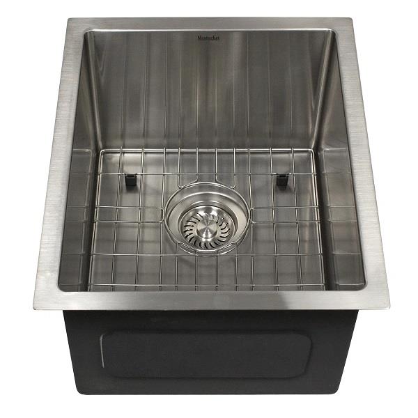 Nantucket Sinks - 15 Inch All Weather Rectangle Undermount Small Radius Stainless Steel Bar/Prep Sink