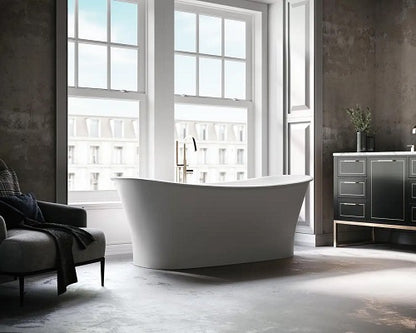 Bemma - Lago 62 Inch L X 29.87 Inch W Freestanding Soaking Solid Surface Bathtub