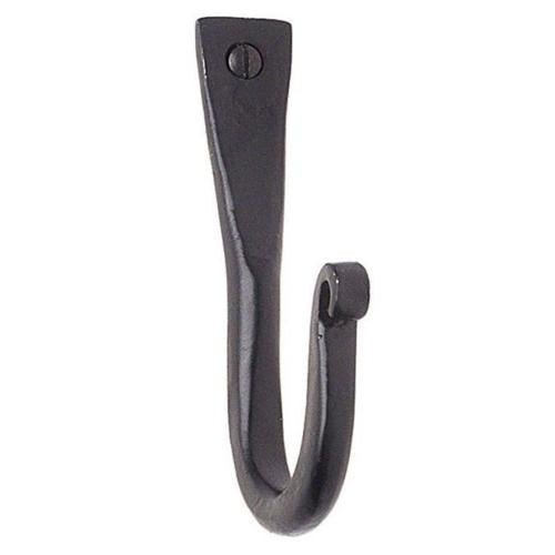 Beslagsboden - Rustic Single Hook In Black Wrought Iron, Height 85 Mm.