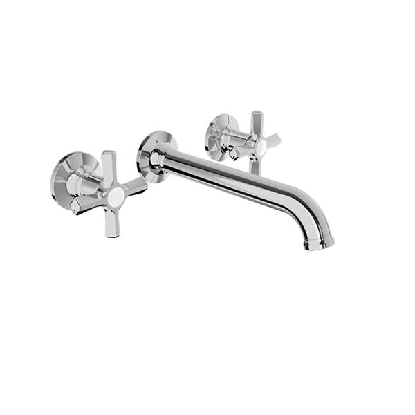 Baril - Beaumont B20 2 handles wall-mounted lavatory faucet, drain not included
