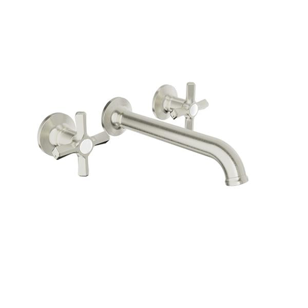 Baril - Beaumont B20 2 handles wall-mounted lavatory faucet, drain not included
