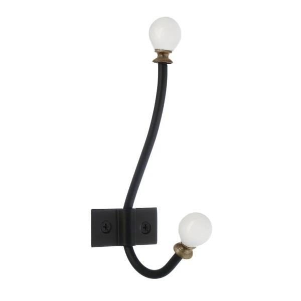 Beslagsboden - Coat And Hat Hook, Black/White Knob