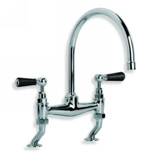 Lefroy Brooks - Classic Black Lever Deck Mounted Kitchen Bridge Mixer