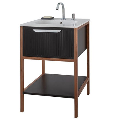 Lacava - Brio Free Standing Vanity With One Drawer, Wooden Bottom Shelf And Solid Wood Frame