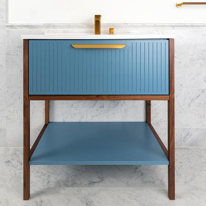 Lacava - Brio Free Standing Vanity With One Drawer, Wooden Bottom Shelf And Solid Wood Frame