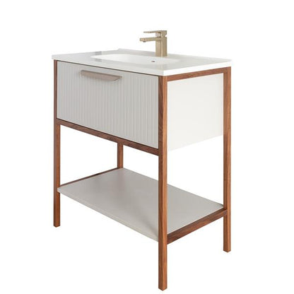 Lacava - Brio Free Standing Vanity With One Drawer, Wooden Bottom Shelf And Solid Wood Frame