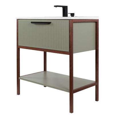 Lacava - Brio Free Standing Vanity With One Drawer, Wooden Bottom Shelf And Solid Wood Frame