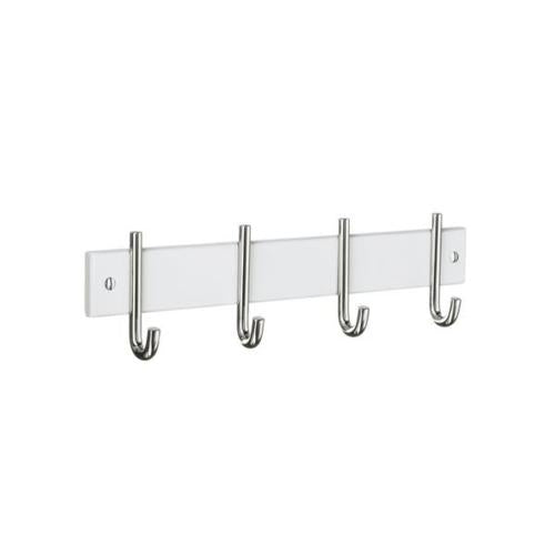 Beslagsboden - Coat Rack, Quadruple, In Chrome Stainless Steel/White Wood