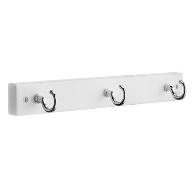 Beslagsboden - Coat Rack, 3 Hooks, White/Polished Chrome, L 300 Mm