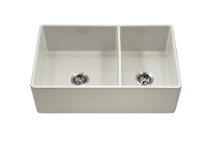 Hamat - Apron-Front Fireclay 60/40 Double Bowl Kitchen Sink