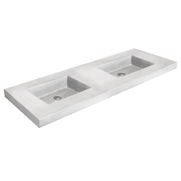 Lacava - Newterra Concrete Double Bowl Sink, 60 X 21 X 5 1/2 H