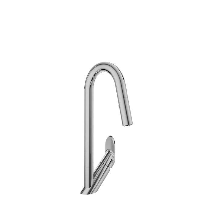 Baril - Angle Single hole kitchen faucet with 2-function pull-down spray