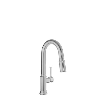 Baril - Kitchen Single-hole bar / prep kitchen faucet with 2-function pull-down spray