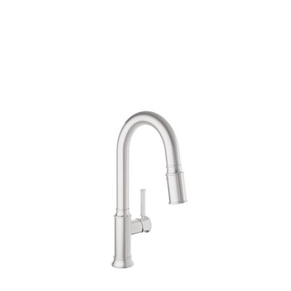 Baril - Kitchen Single-hole bar / prep kitchen faucet with 2-function pull-down spray