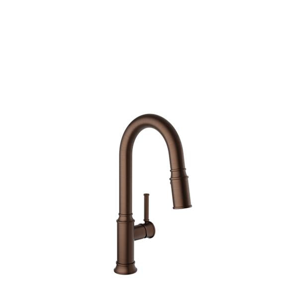 Baril - Kitchen Single-hole bar / prep kitchen faucet with 2-function pull-down spray