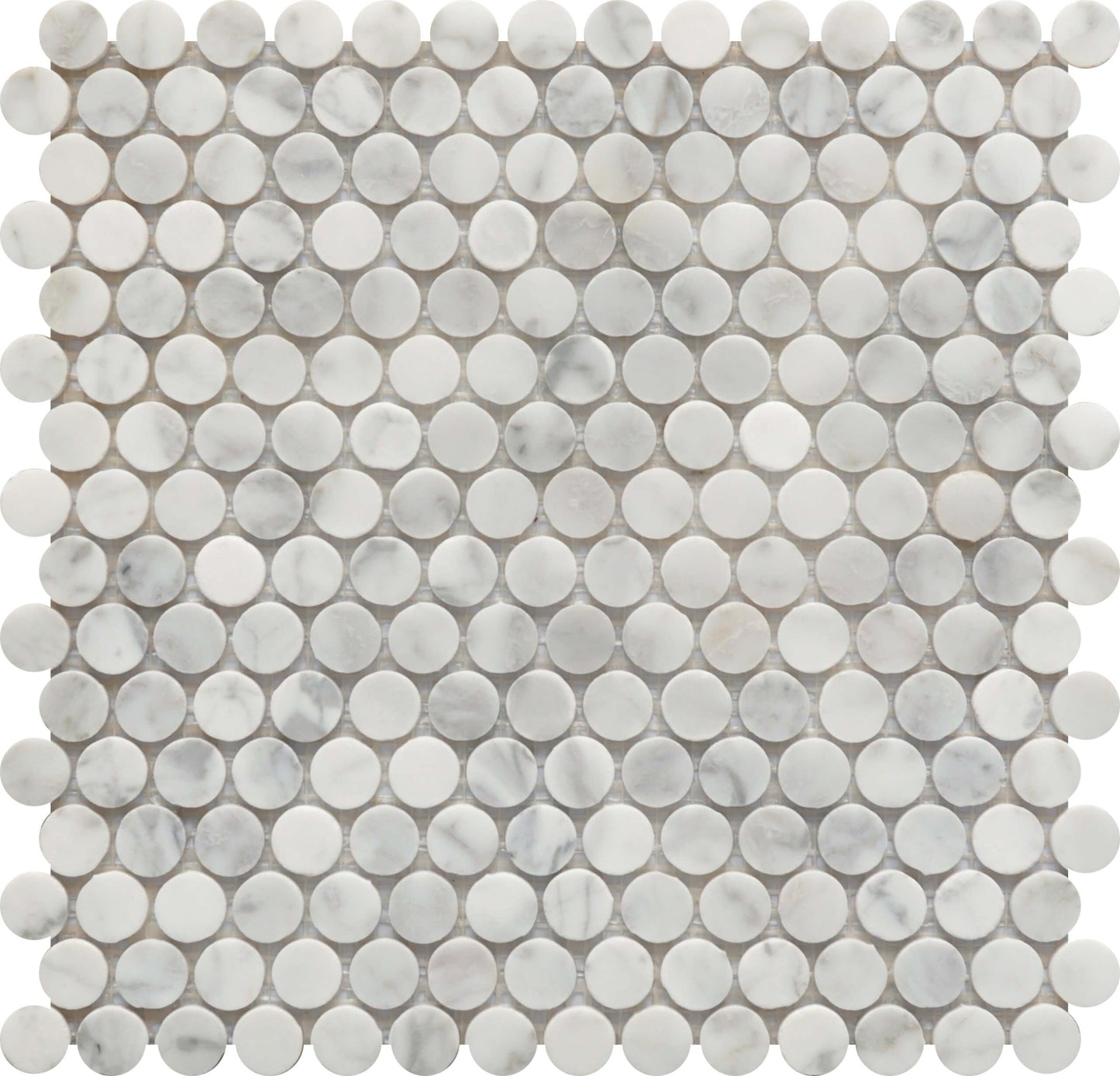 Roca Tile - Carrara Marble Penny Round 12 x 12 Mosaic