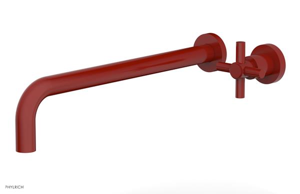 Phylrich - Basic 14 Inch Single Handle Wall Lavatory Set - Tubular Cross Handle