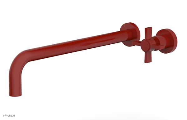 Phylrich - Basic 14 Inch Single Handle Wall Lavatory Set - Blade Cross Handle
