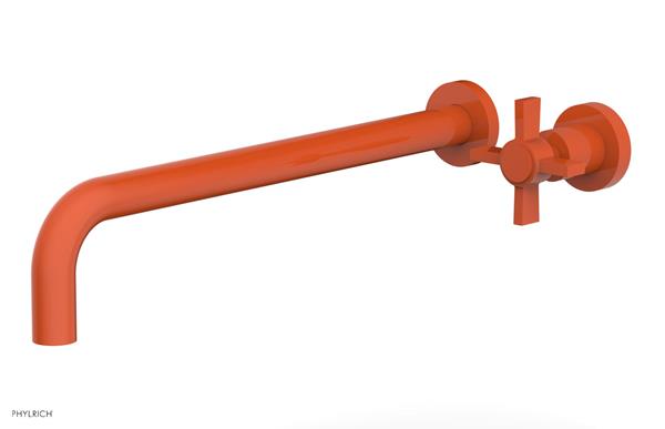 Phylrich - Basic 14 Inch Single Handle Wall Lavatory Set - Blade Cross Handle
